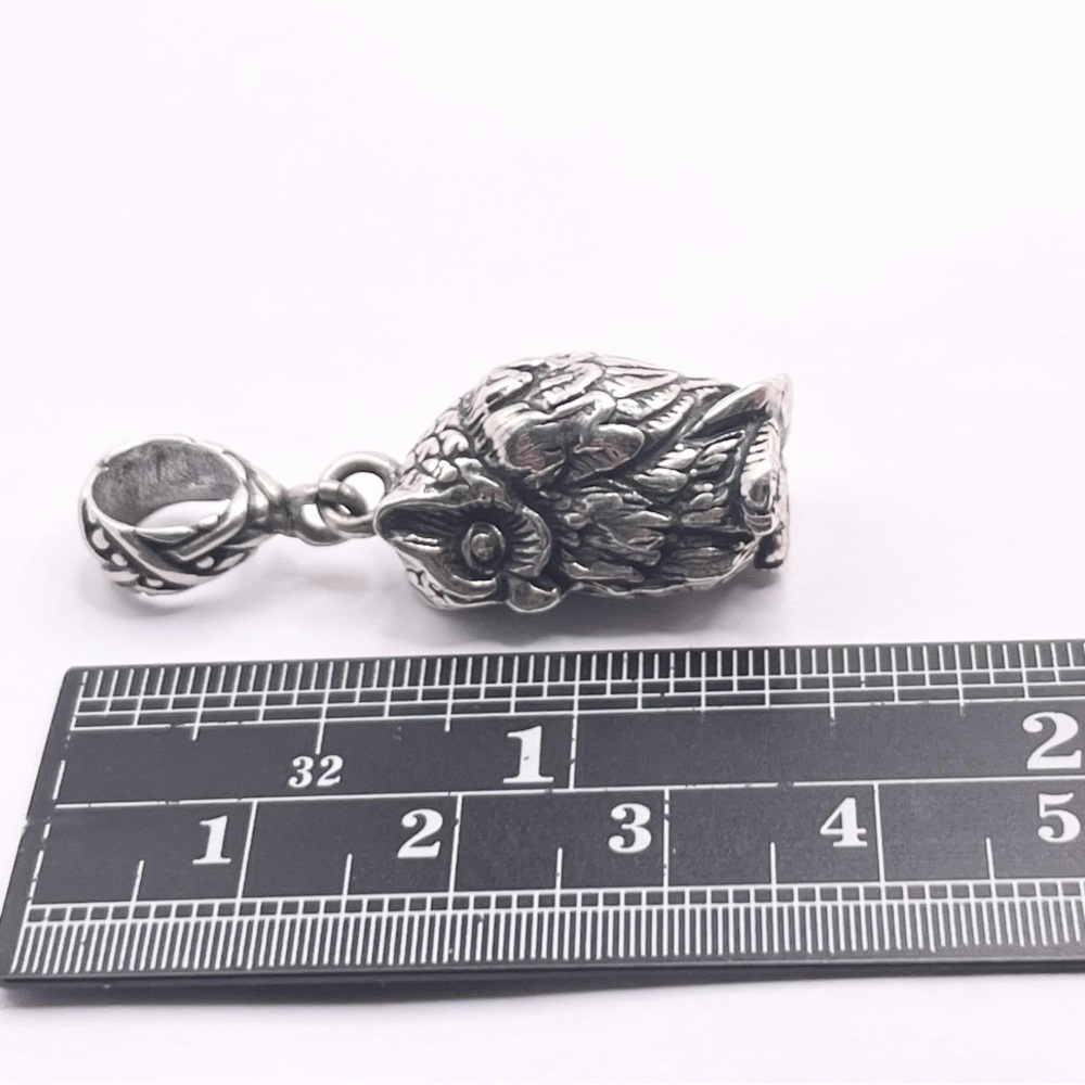 Solid Sterling Silver Owl Pendant - image 7